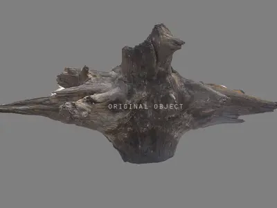 old burned wood trunk Low-poly 3D model