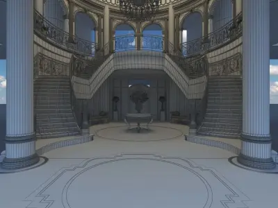 classic stairs entrance hall 3D model