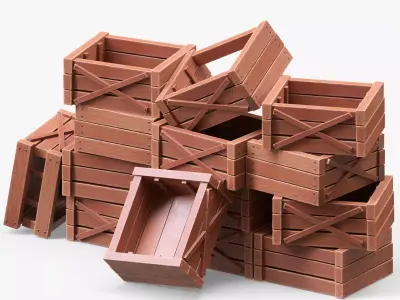 Wooden Boxes 3D model