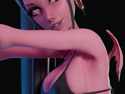 Demon Chick in Bikini Textured High Poly Pinup 3D model