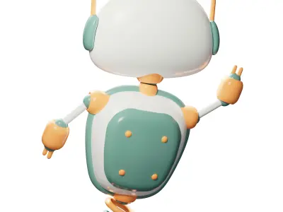 Adorable stylized robot 3D model