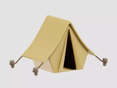 Cartoon Camping Tent Low-poly 3D model