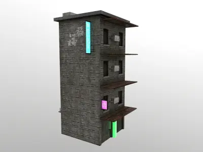 Cyberpunk City - Building 23 Low-poly 3D model