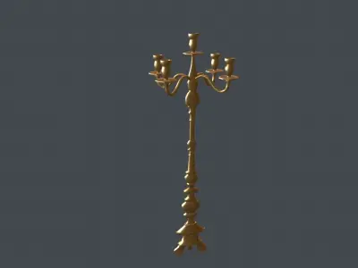 Candle Stand with Multiple LODs Low-poly 3D model