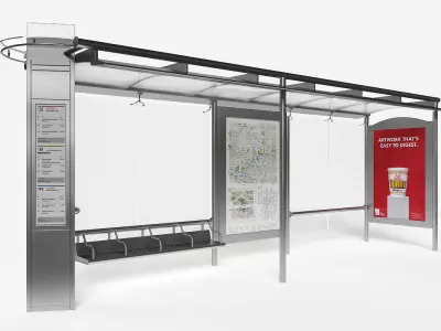 Bus stop Low-poly 3D model