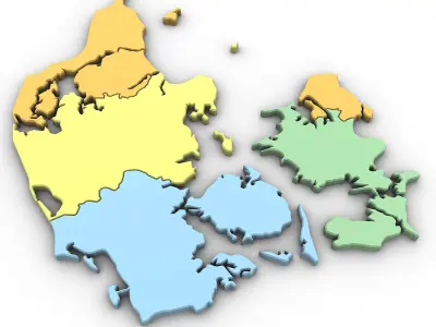 3d Political Map of Denmark 3D model