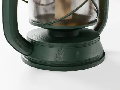 Old Lantern with Candle and scratches and a bit of rust Low-poly 3D model