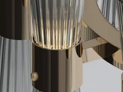 Modern Gold Leaf Murano Glass Chandelier 3D model