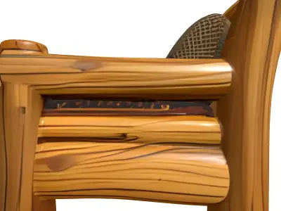 Rustic Log Cabin Armchair Low-poly 3D model