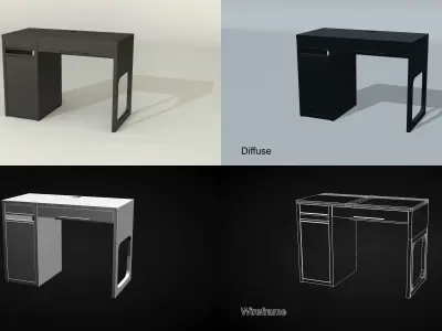Desk PBR 2k Low-poly 3D model
