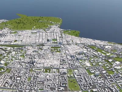 Bari Italy 50x50km City Map 3D Model 3D model