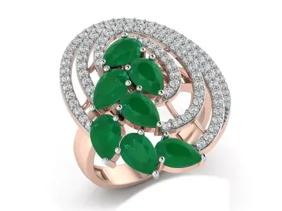 Light Weight Rose Gold Diamond Ring  -EZ R-238 3D print model