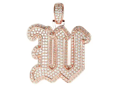 Tattoo fonts W alphabet pendent 3D print model