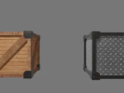 wooden and metal crate 3D model
