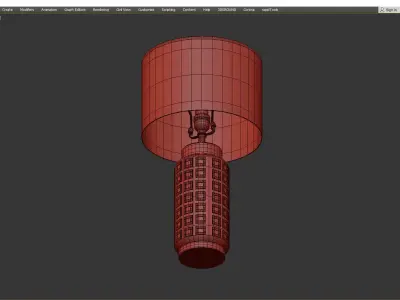 Ruby Ceramic Gold Finish Linen Shade Table Lamp Low-poly 3D model