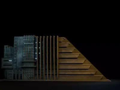 DYSTOPIAN BRUTALIST BUILDING SCIFI 07 Low-poly 3D model