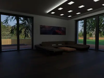 Modern house exterior and interior 3D model
