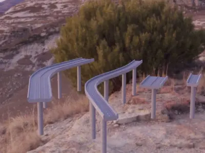 Freeway bridge in middle of desert 3D model