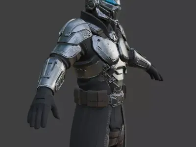 Futuristic Sci-Fi Armored Soldier 3D Model Low-poly 3D model
