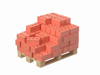 Bricks On Wooden Pallet 3D model purchase