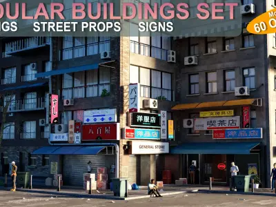 Modular Buildings Asset Pack 3D model