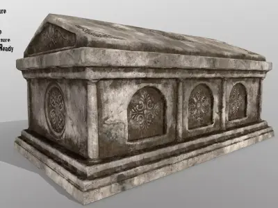 tomb 3 stone casket Low-poly 3D model