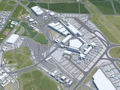 Cologne Bonn Airport 12km Low-poly 3D model