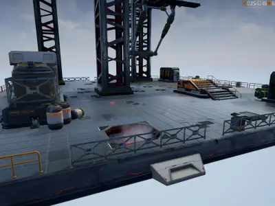 Modular Sci-Fi Space Base Location and Props - low poly Low-poly 3D model