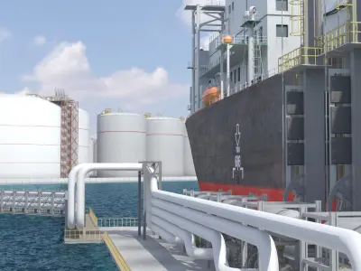  LNG Export Terminal with Gas Carrier Ship 
