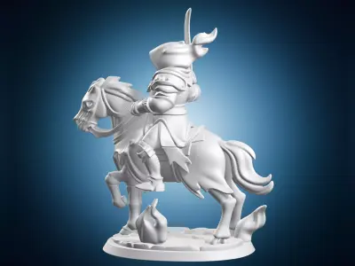 Mounted Knight Fantasy RPG Miniature On Base With Sword 3D print model