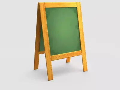 Board wooden easel with chalkboard 3D model