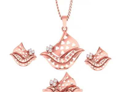 Ring Earrings Pendant Combo 3D print model