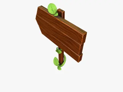 Cartoon Wooden Sign Low-poly 3D model