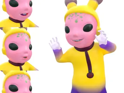 Stylized Child Alien Low-poly 3D model