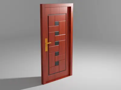 wooden door Low-poly 3D model get