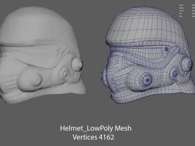 SciFi Helmet Low-poly 3D model