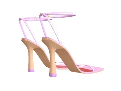 Square Toe Leather Sandals v1 007 Low-poly 3D model