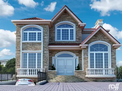 Villa house design Low-poly 3D model