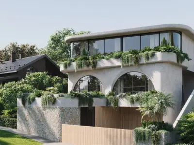 Exterior villa rendering Low-poly 3D model