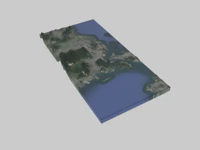 Kitakyushu City Low-poly 3D model