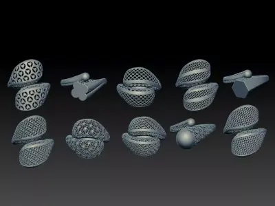 10 BEAUTIFUL LIGHT WEIGHT RINGS READY TO PRINT 3D Model Pack