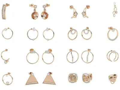 62 Light wt Women Diamond Earrings 3D print model 3D Model Pack