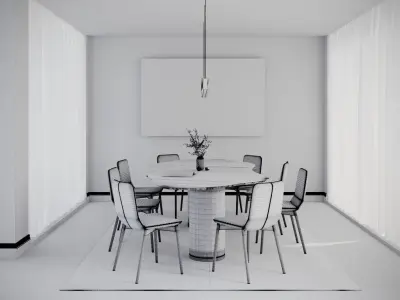 Dining Table Set 3D model shop