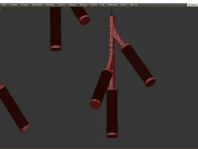 Cylinder Branches Chandelier Gold 15 Low-poly 3D model