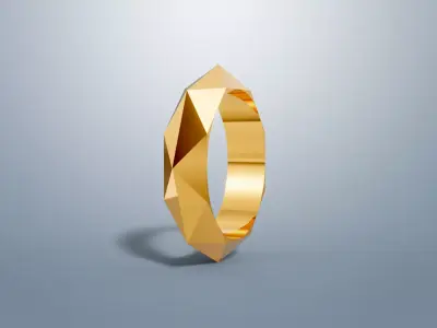 Geometric Faceted Ring 3D print model buy
