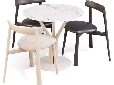 Dining Set Cizeta Gren Table and Remo Chairs Low-poly 3D model