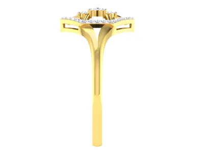 Light Weight Yellow Gold Diamond Ring  -R-4156 3D print model