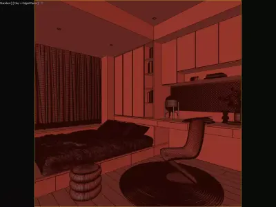 Light Wood Compact Bedroom-Study 3D Model 3D model