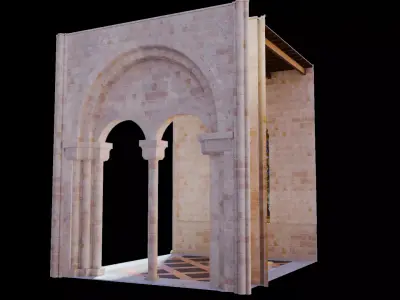 Cathedral Romanesque Nave MIDDLE - ONLY Low-poly 3D model