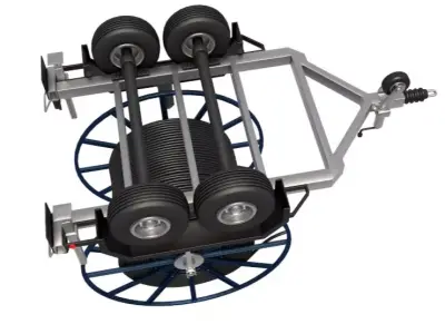 Broadband Cable Drum With Trailer 3D model